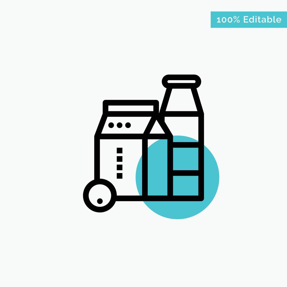 Milk Box Bottle Shopping turquoise highlight circle point Vector icon