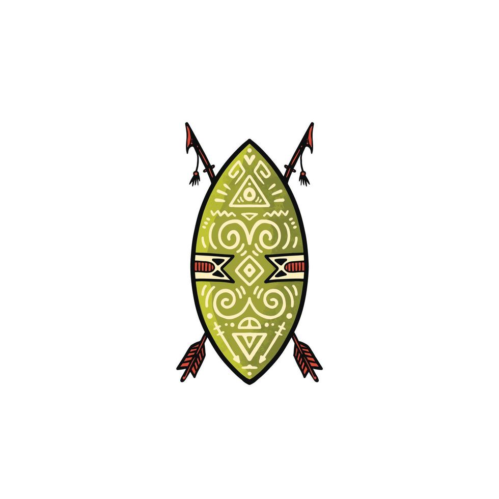 Green Ethnic Shield vector