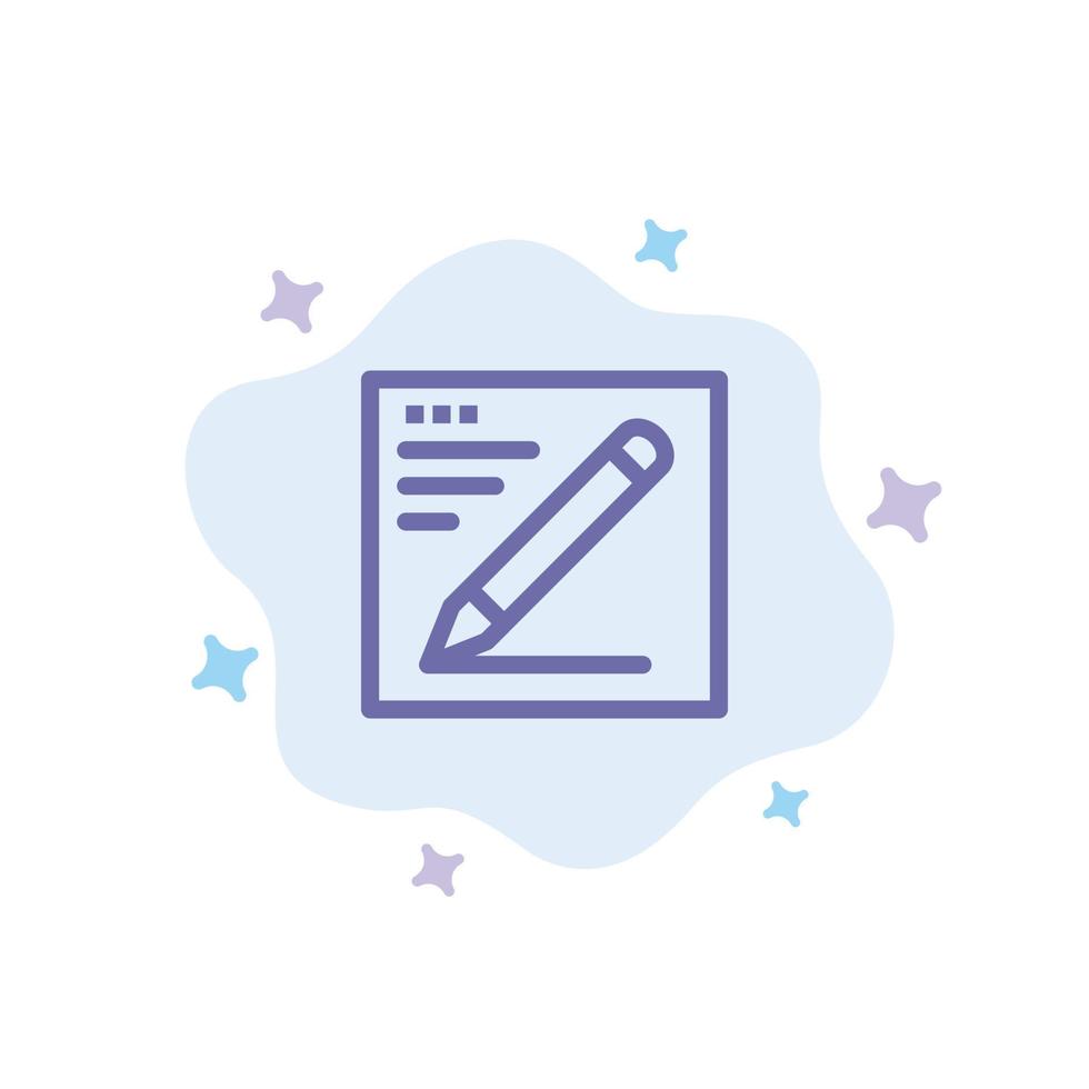 Browser Pencil Text Education Blue Icon on Abstract Cloud Background vector