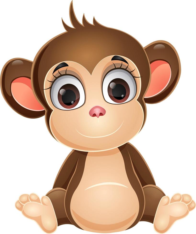 Cute baby monkey cartoon sitting vector