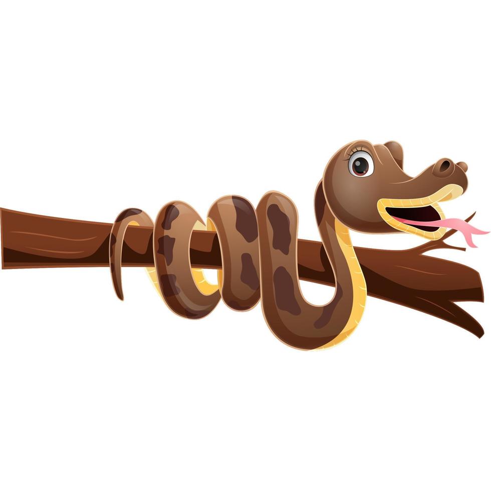 Cute brown snake on tree branch vector