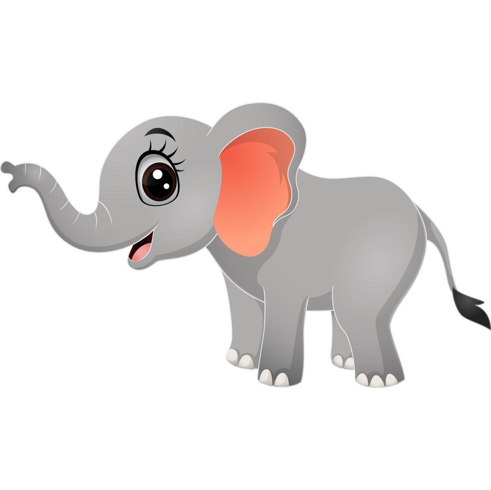 lindo, bebé, elefante, caricatura, blanco, plano de fondo vector