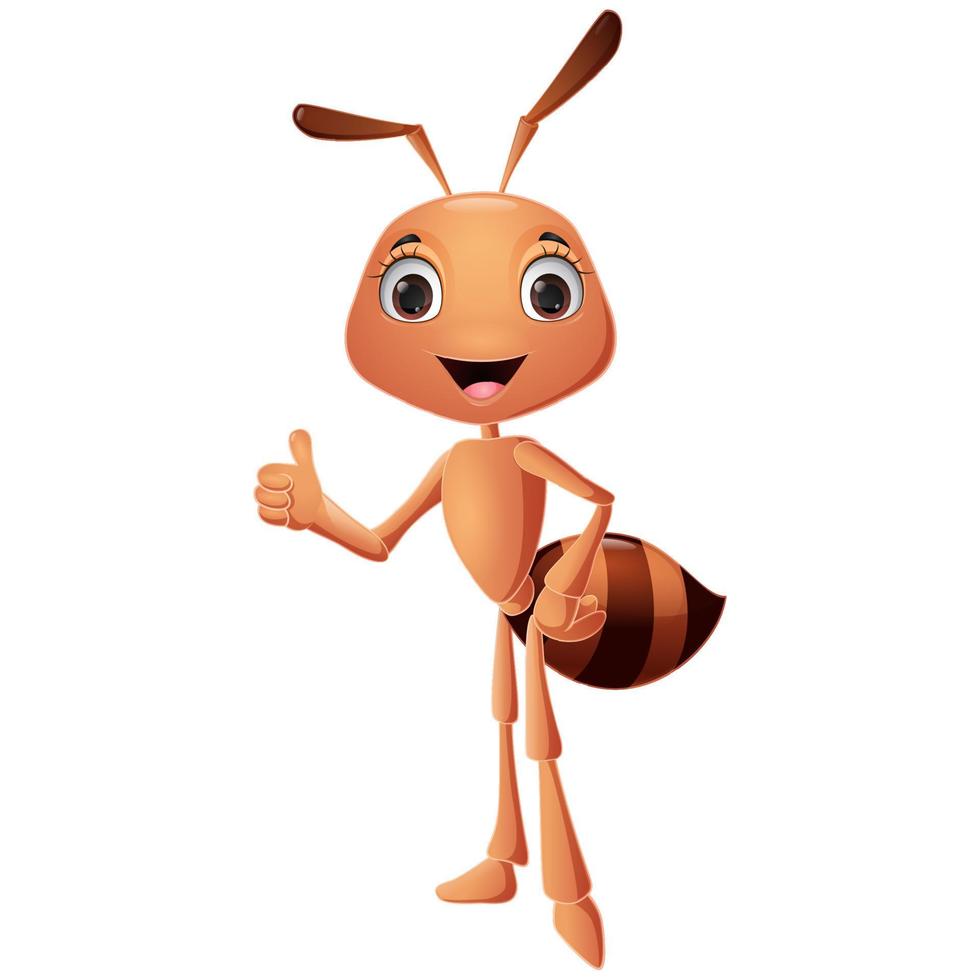 Cute ant cartoon giving thumbs up vector