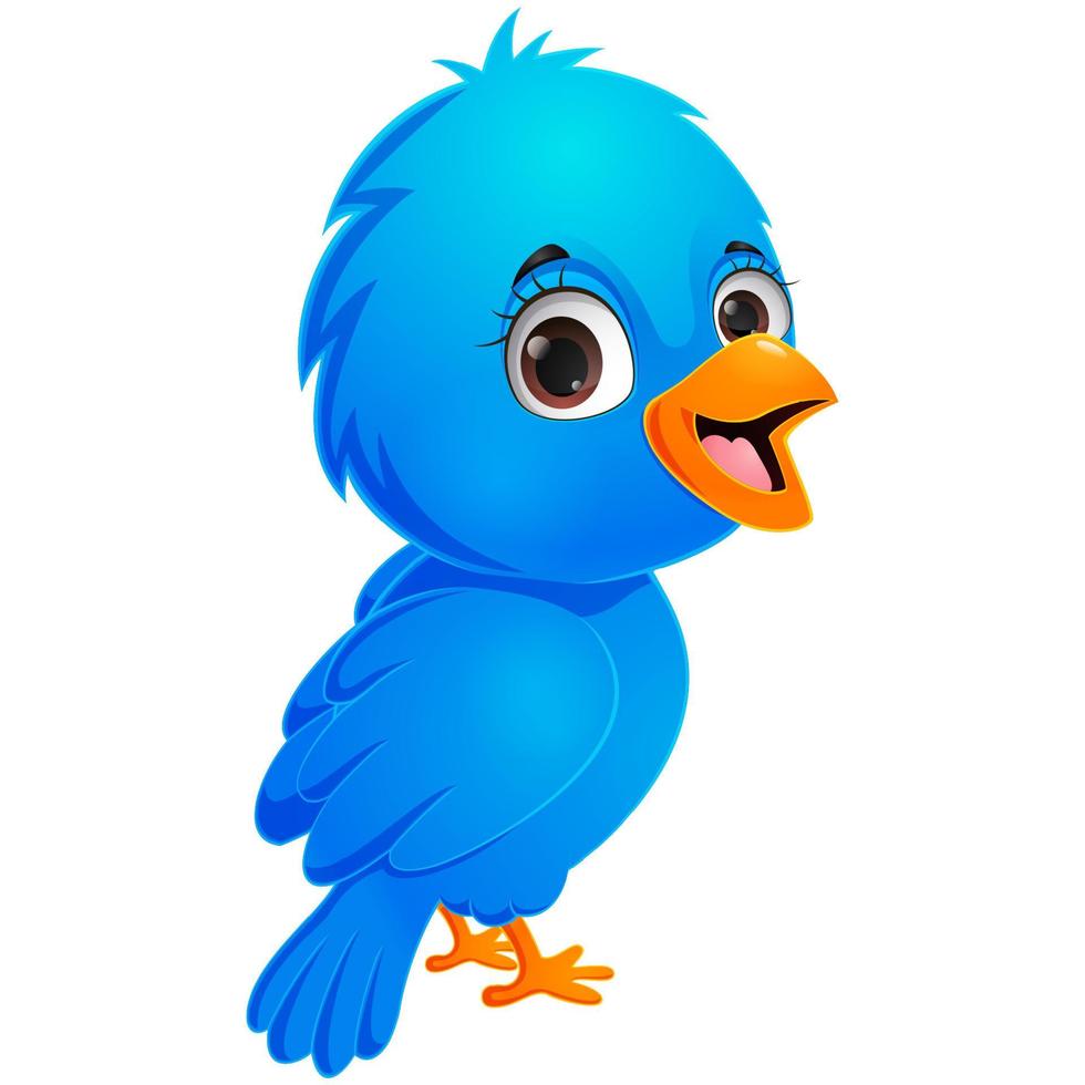 Cute blue bird cartoon on white background vector