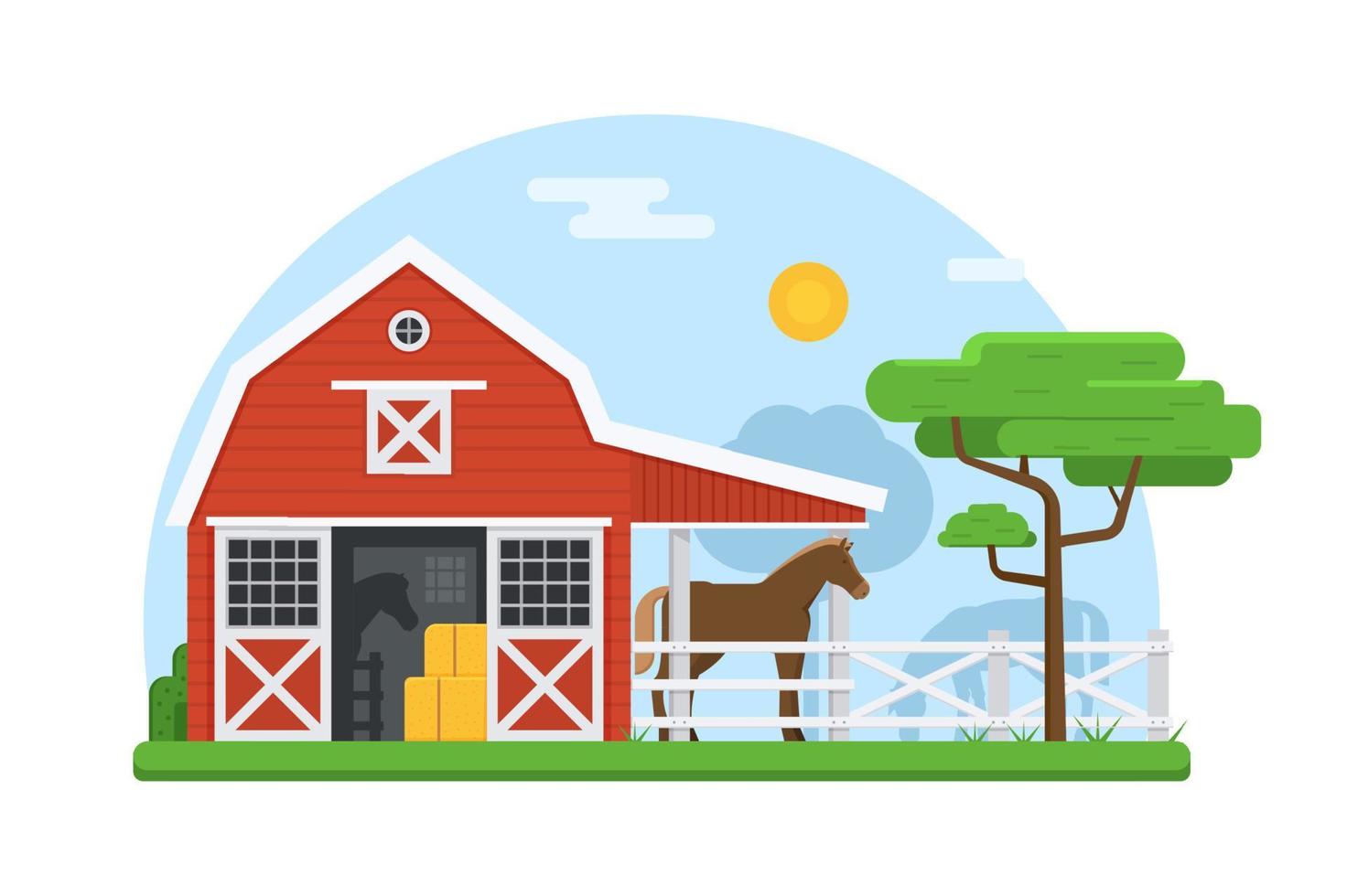 Horse Stables in Flat Design vector