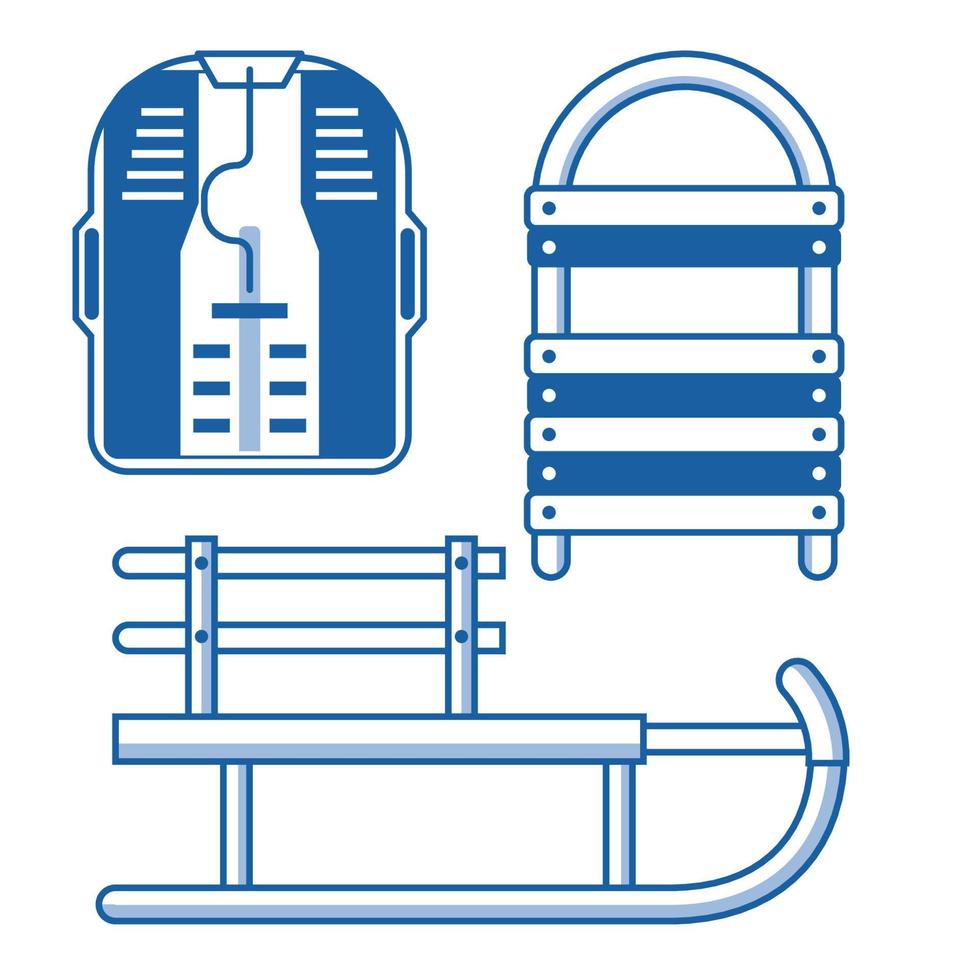 Winter Sleds Icons Set vector