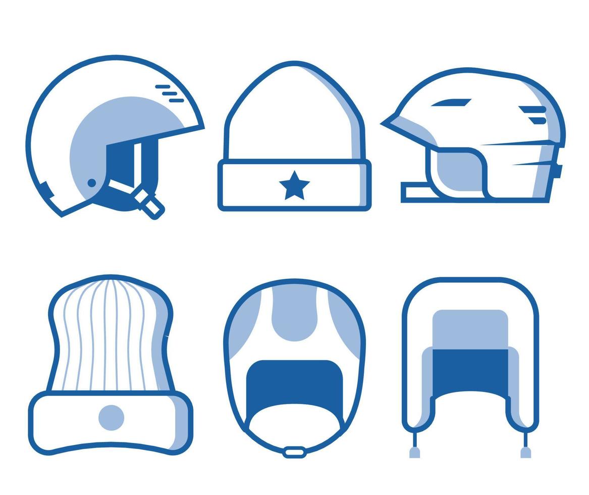 Winter Sports Head Wear Line Icons vector