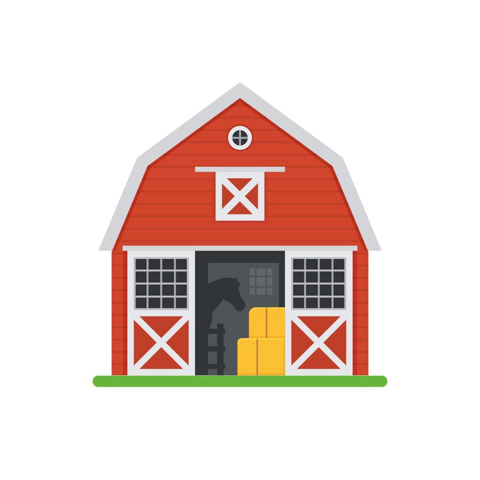 Red Horse Barns in Flat Design vector