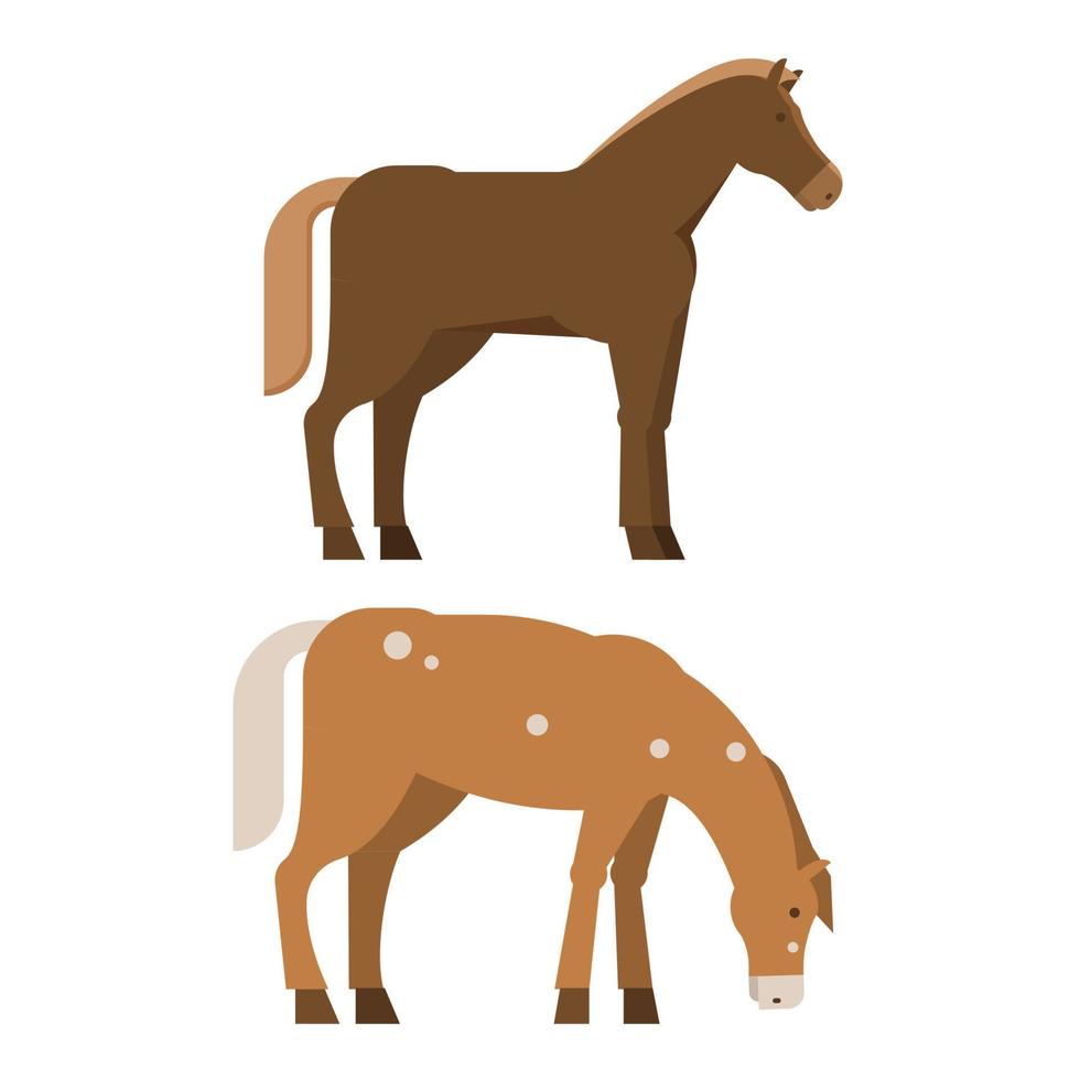 caballos castaños en diferentes poses vector