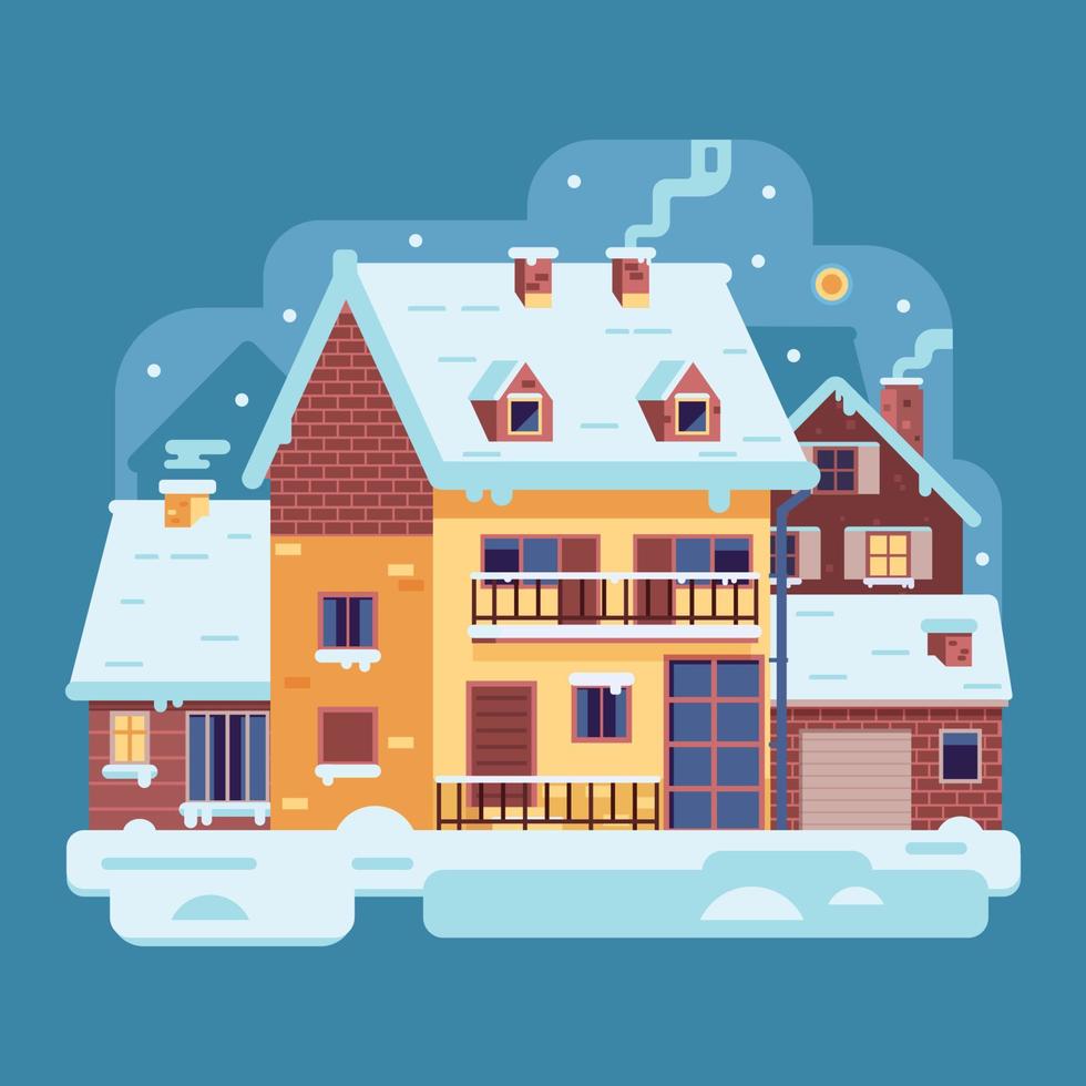 Winter Country House with Chimney vector
