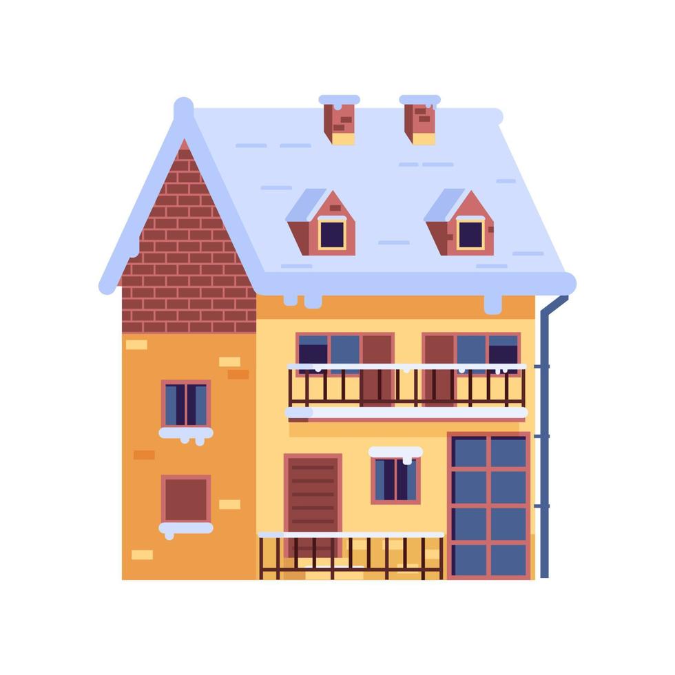 Winter Rural House with Chimney wintertime vector