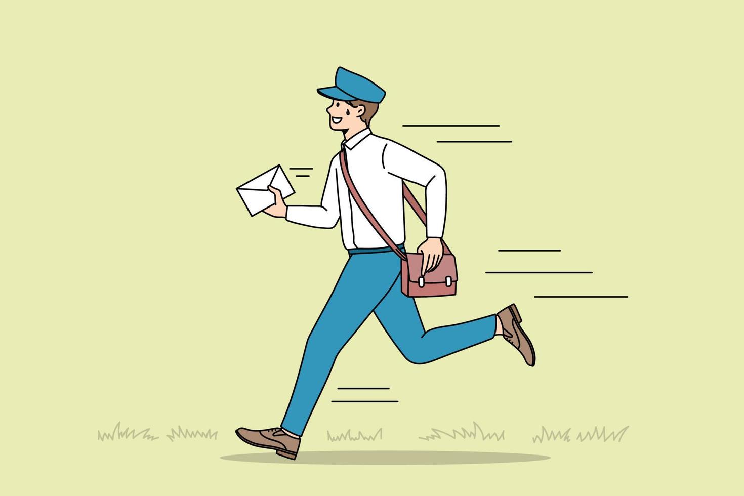 Working as postman with letters concept. Young smiling man working as postman wearing uniform running hurrying up with letter for person vector illustration 13489154 Vector Art at Vecteezy Working as postman with letters concept. Young smiling man working as postman wearing uniform running hurrying up with letter for person vector illustration 13489154 Vector Art at Vecteezy