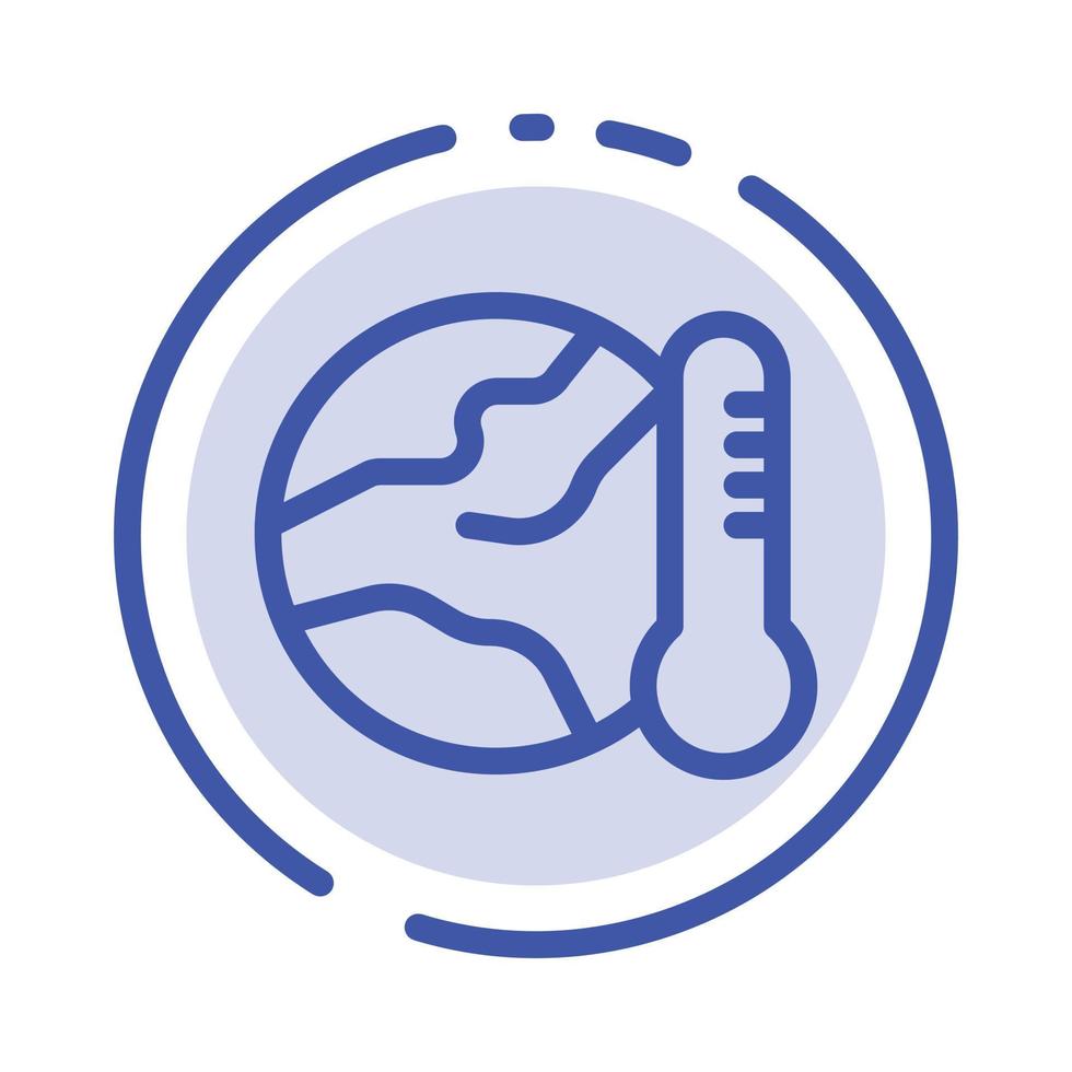 Earth Environment Global Hot Temperature Blue Dotted Line Line Icon vector