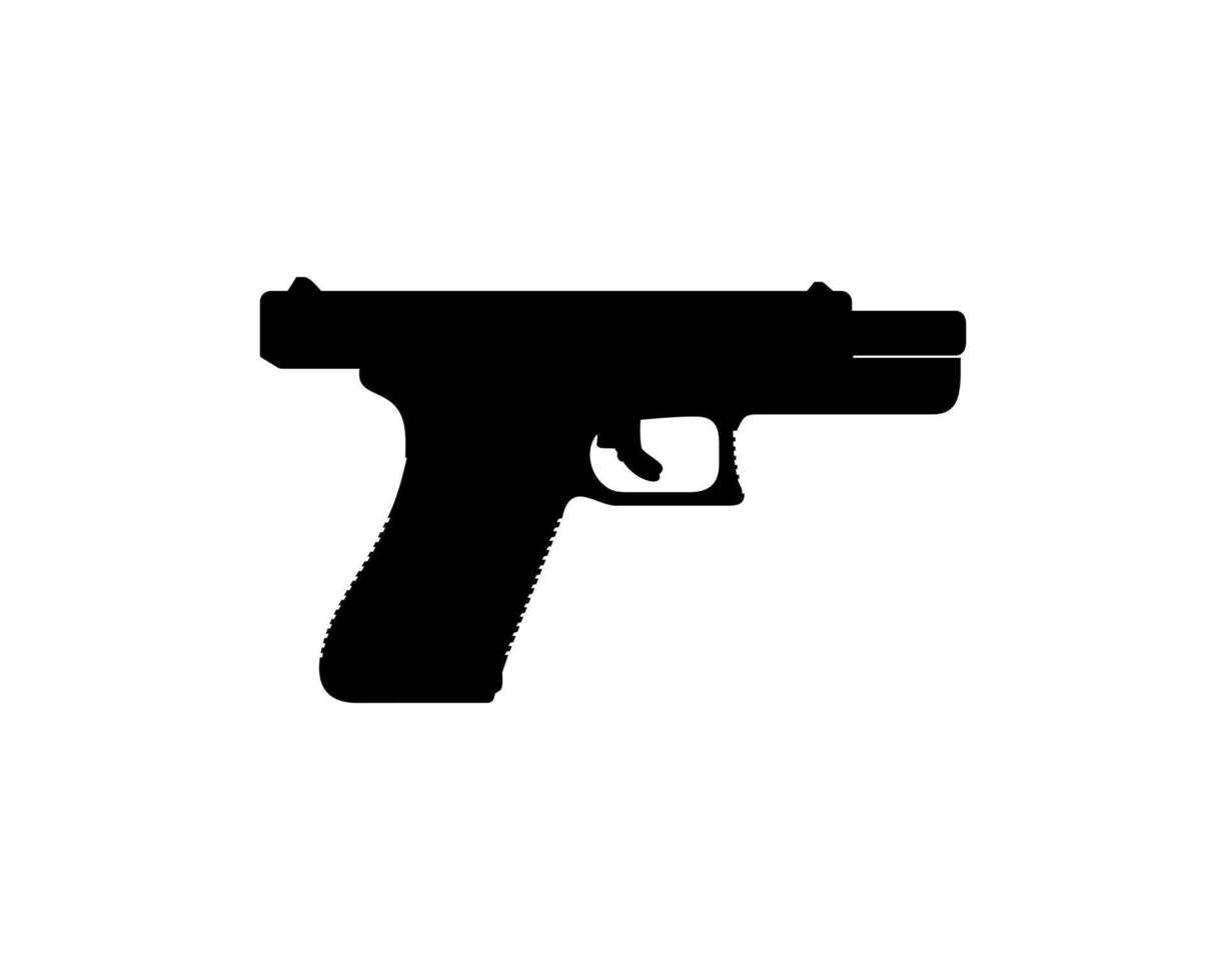 Silhouette of Pistol Gun for Logo, Pictogram, Website or Graphic Design Element. Vector Illustration