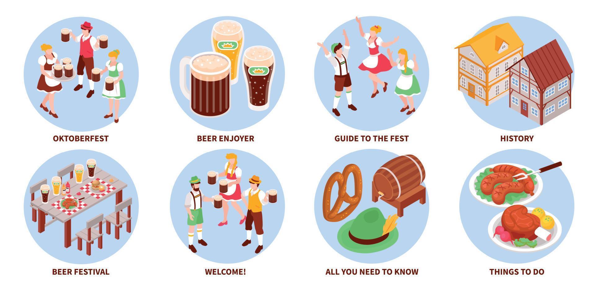 Isometric Oktoberfest Beer Composition vector