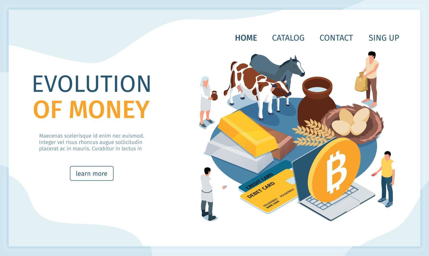 Evolution Of Money Landing Page vector