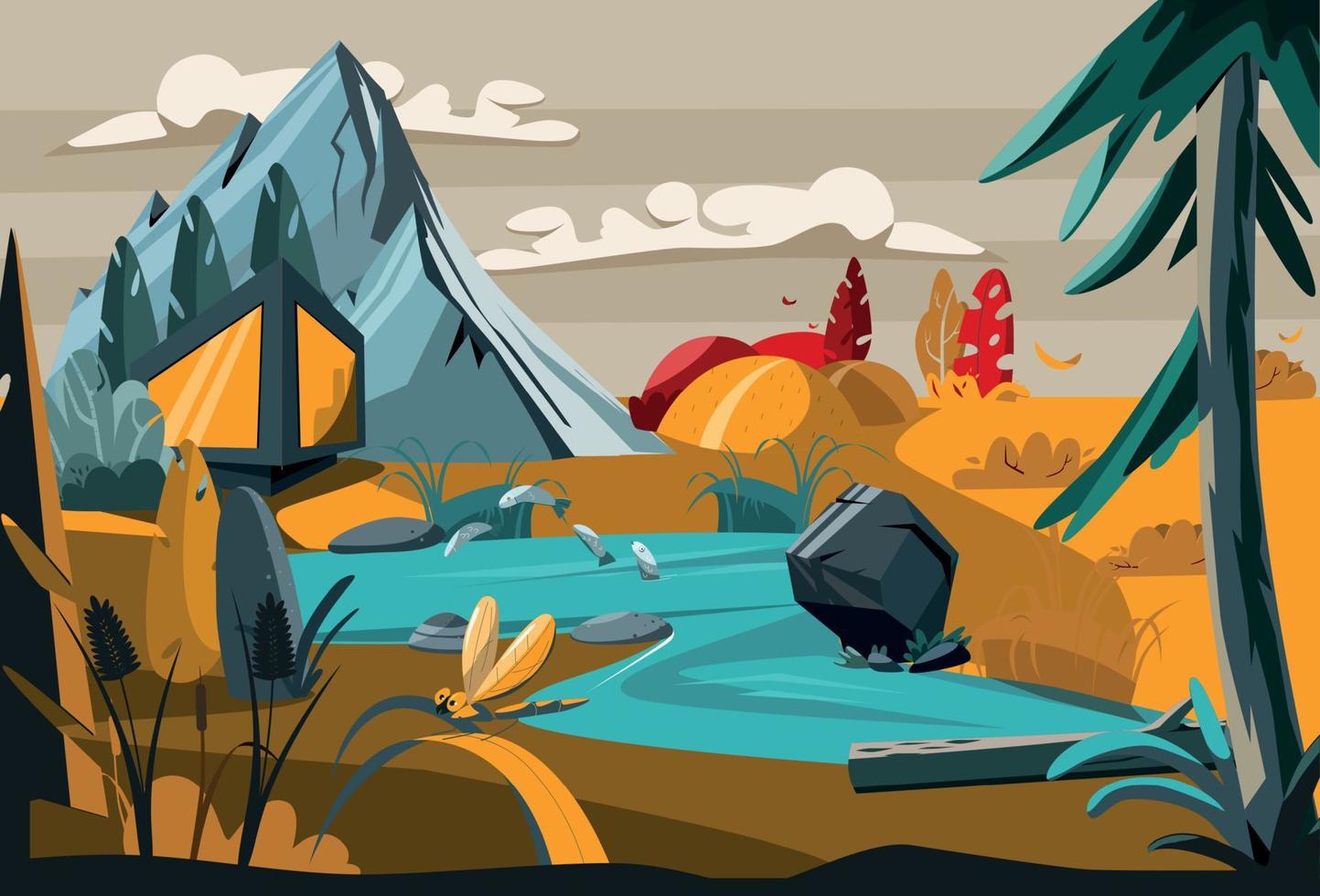 Nature Landscape Flat Illustration vector