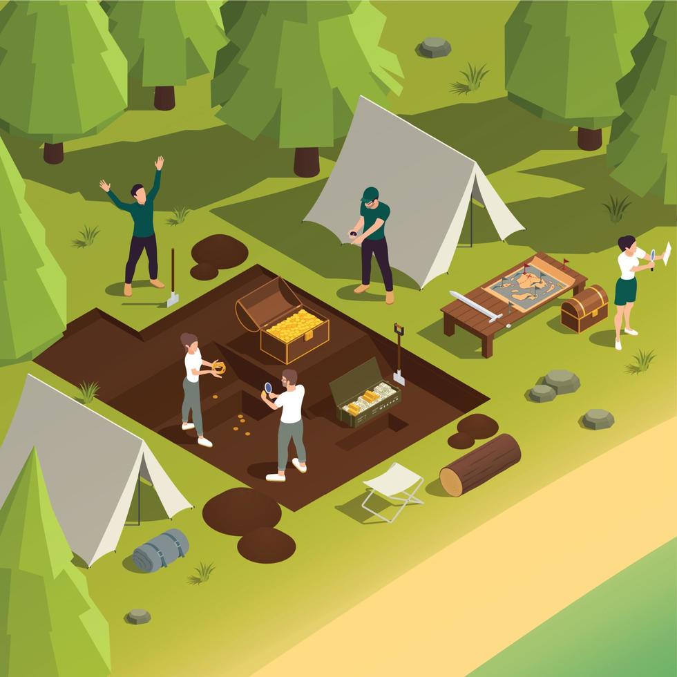 Treasure Hunt Isometric vector