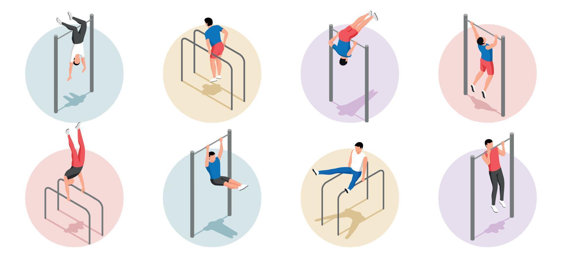 Isometric Workout Compositions Set vector