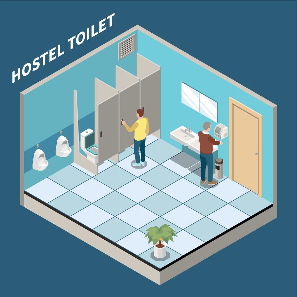 Hostel Toilet Isometric Background vector