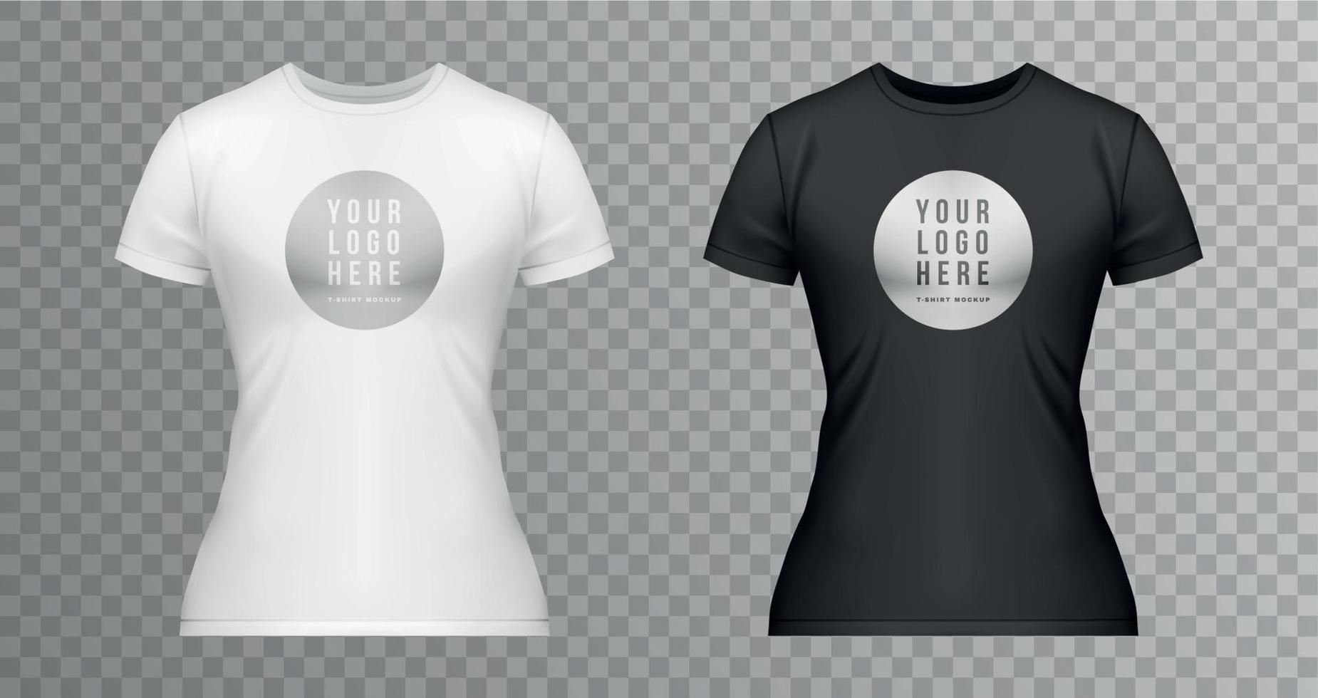 conjunto de iconos de maqueta de camiseta de mujer realista vector