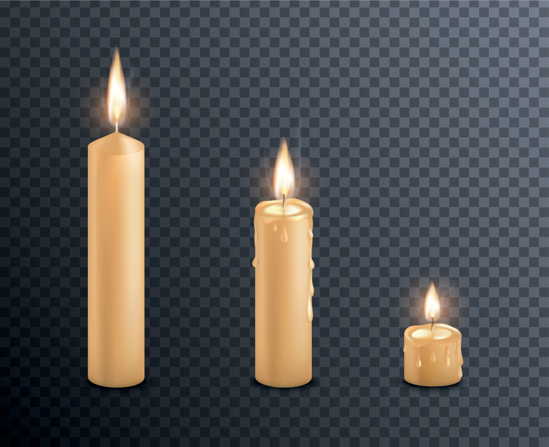 Melting Candles Realistic Set 13489439 Vector Art at Vecteezy