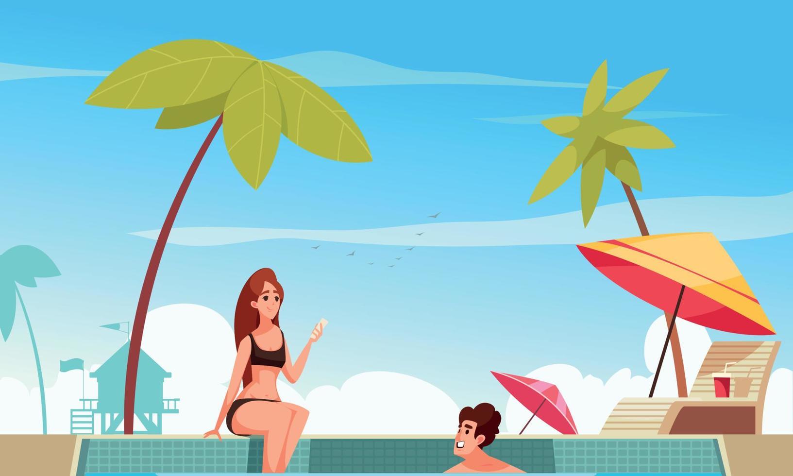 South Resort Cartoon Background vector