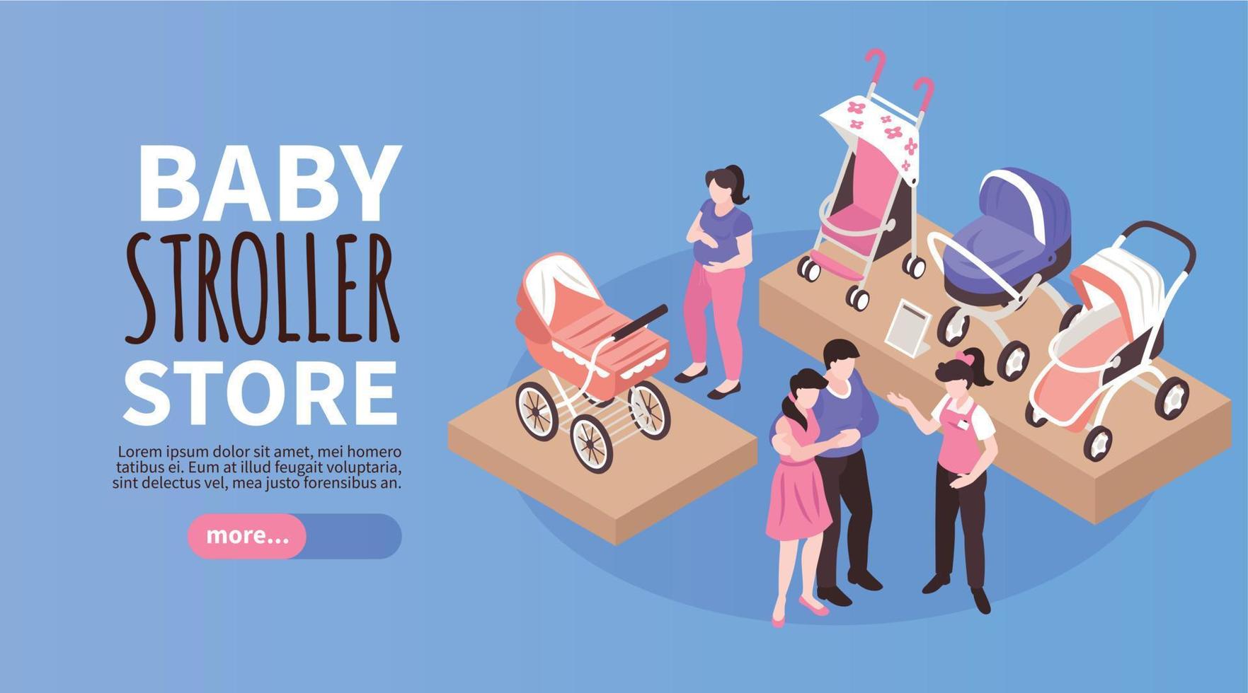 Isometric Baby Carriage Store vector