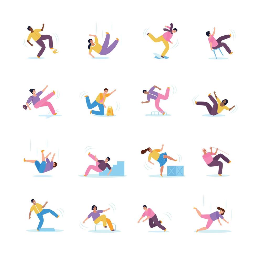 Falling People Set vector