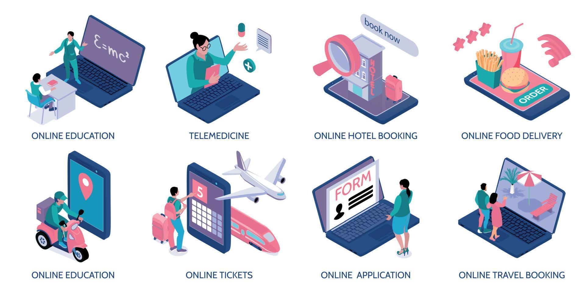 Online Services Isometric Compositions vector