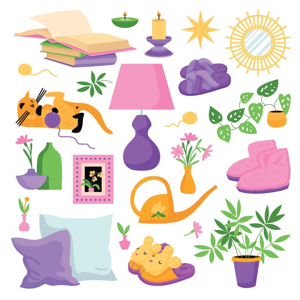 Cozy Home Flat Set vector