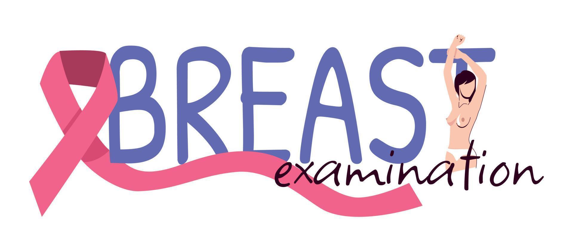 Breast Examination Flat Text vector
