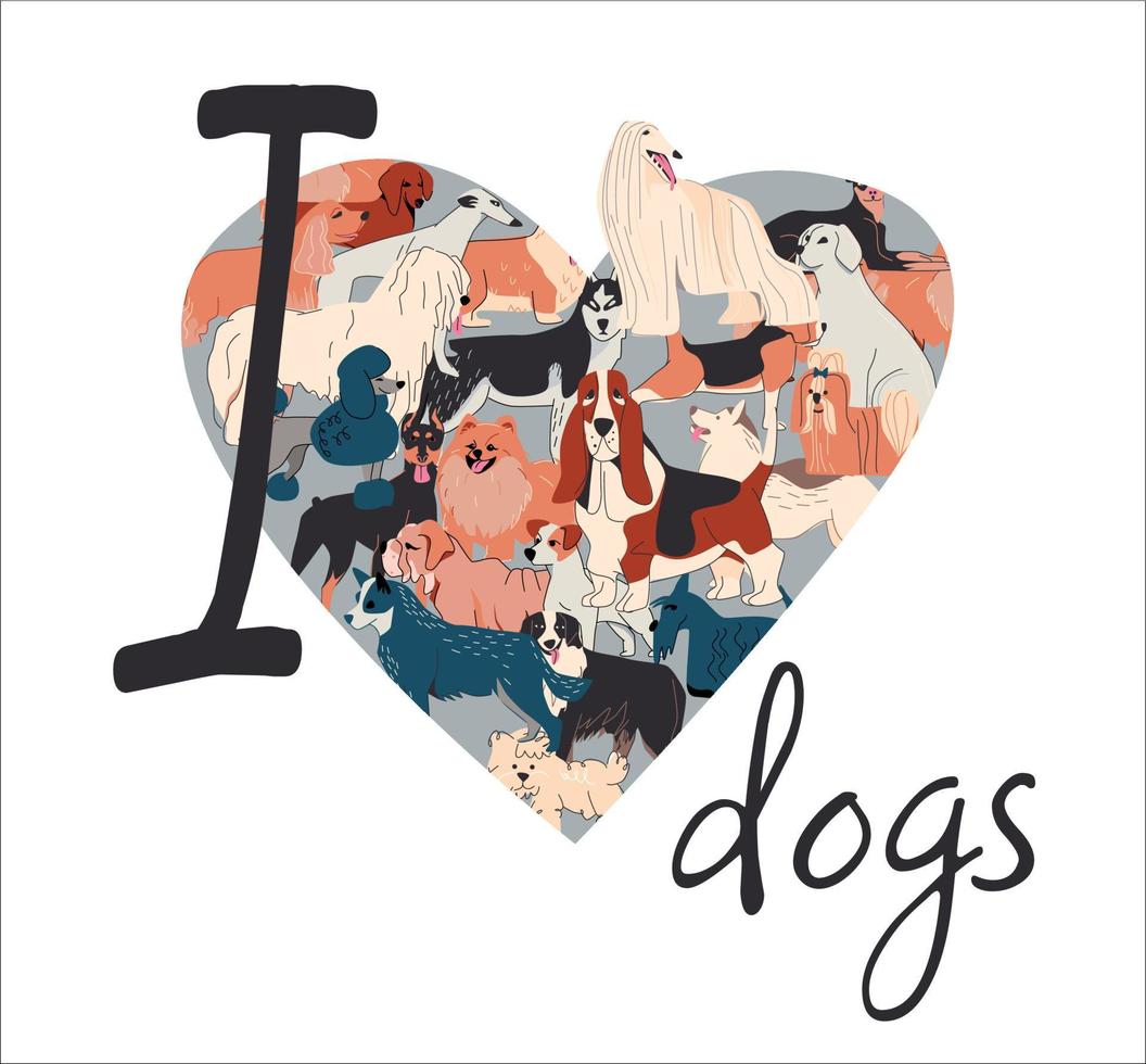 I Love Dogs Composition vector