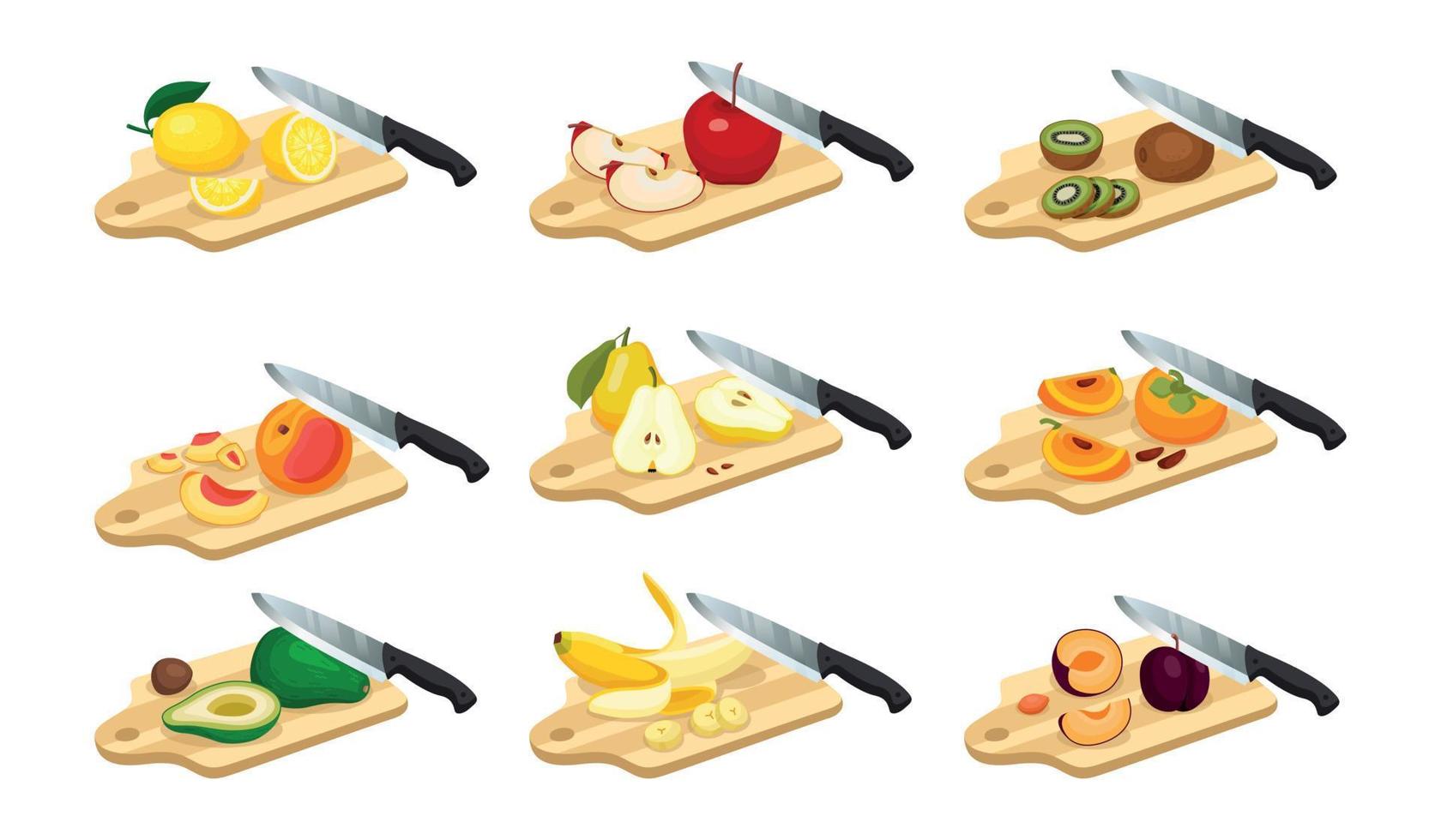 Sliced Fruits Set vector