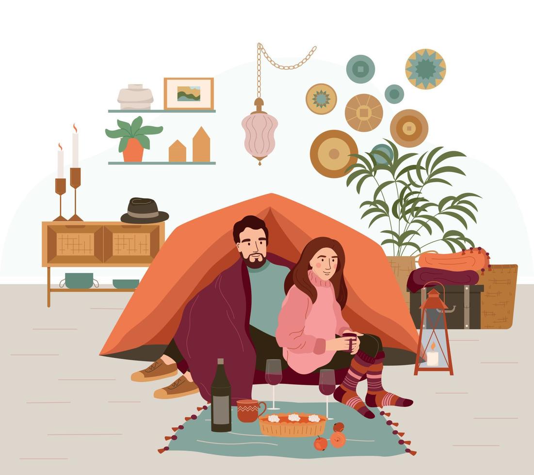 enorme composición de pareja de estilo de vida vector