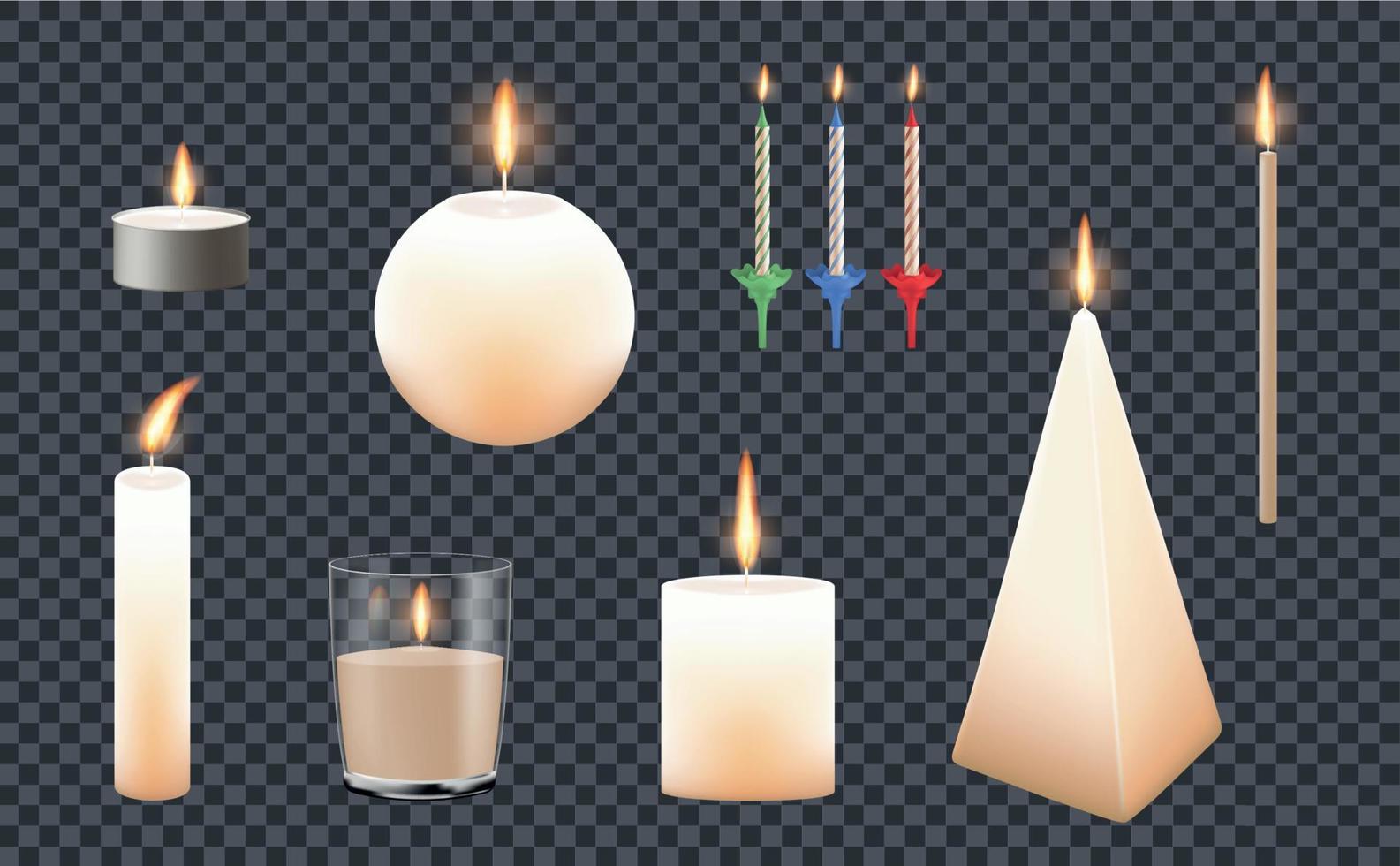 conjunto realista de formas de velas vector