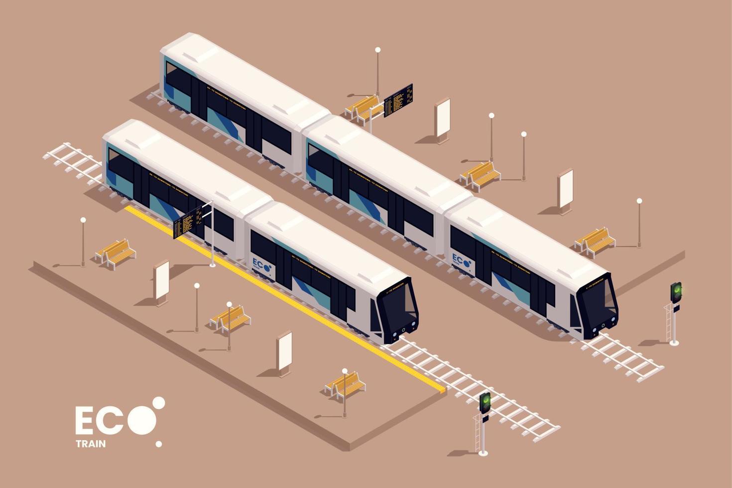 City Tram Isometric vector