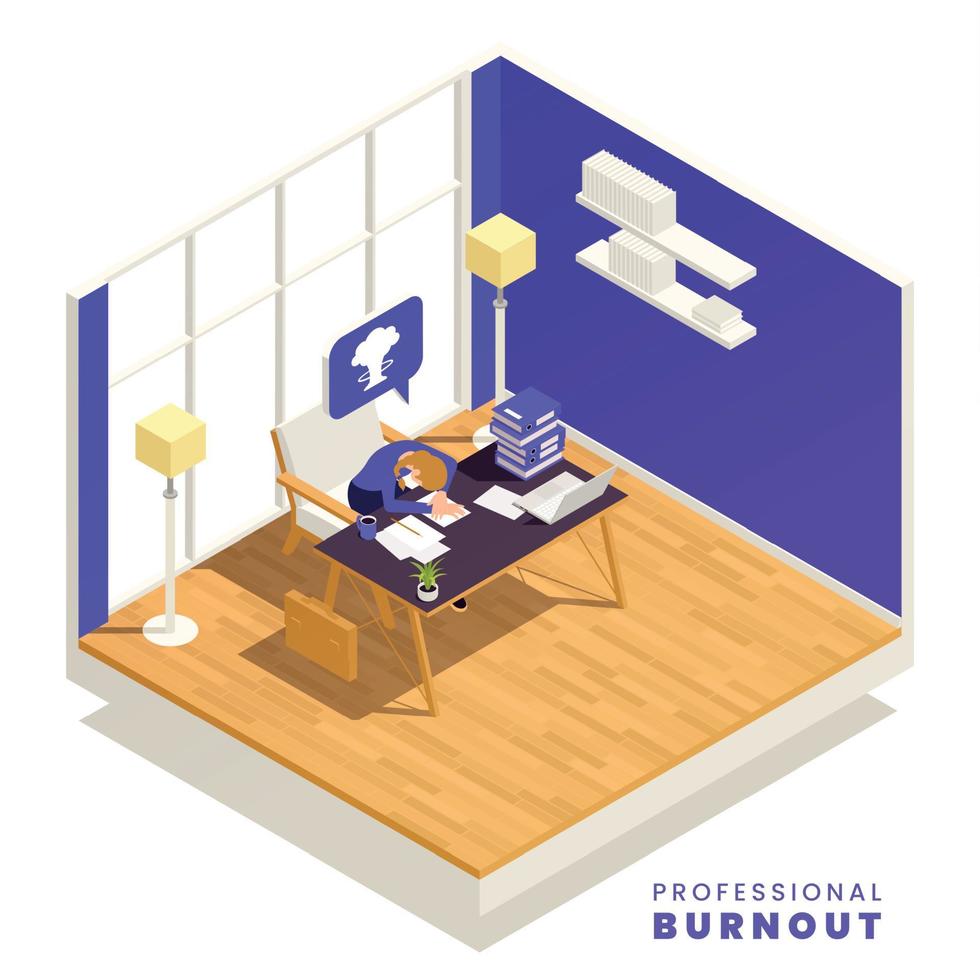 Burnout Syndrome Isometric vector