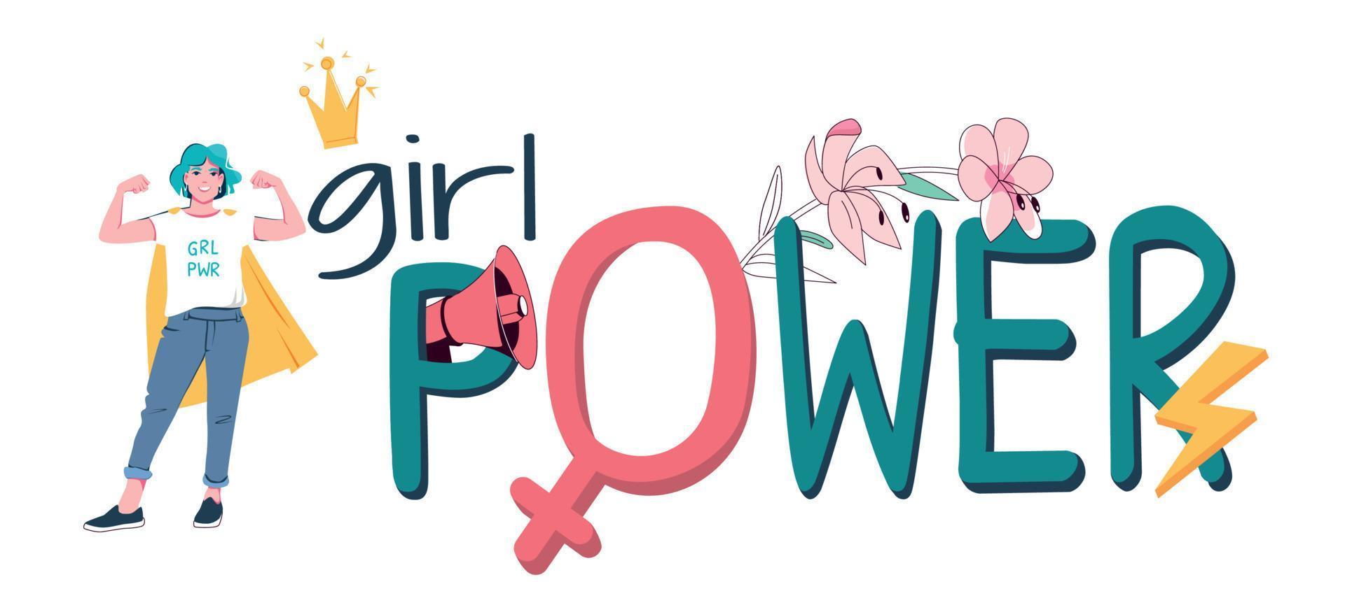 Girl Power Flat Text vector