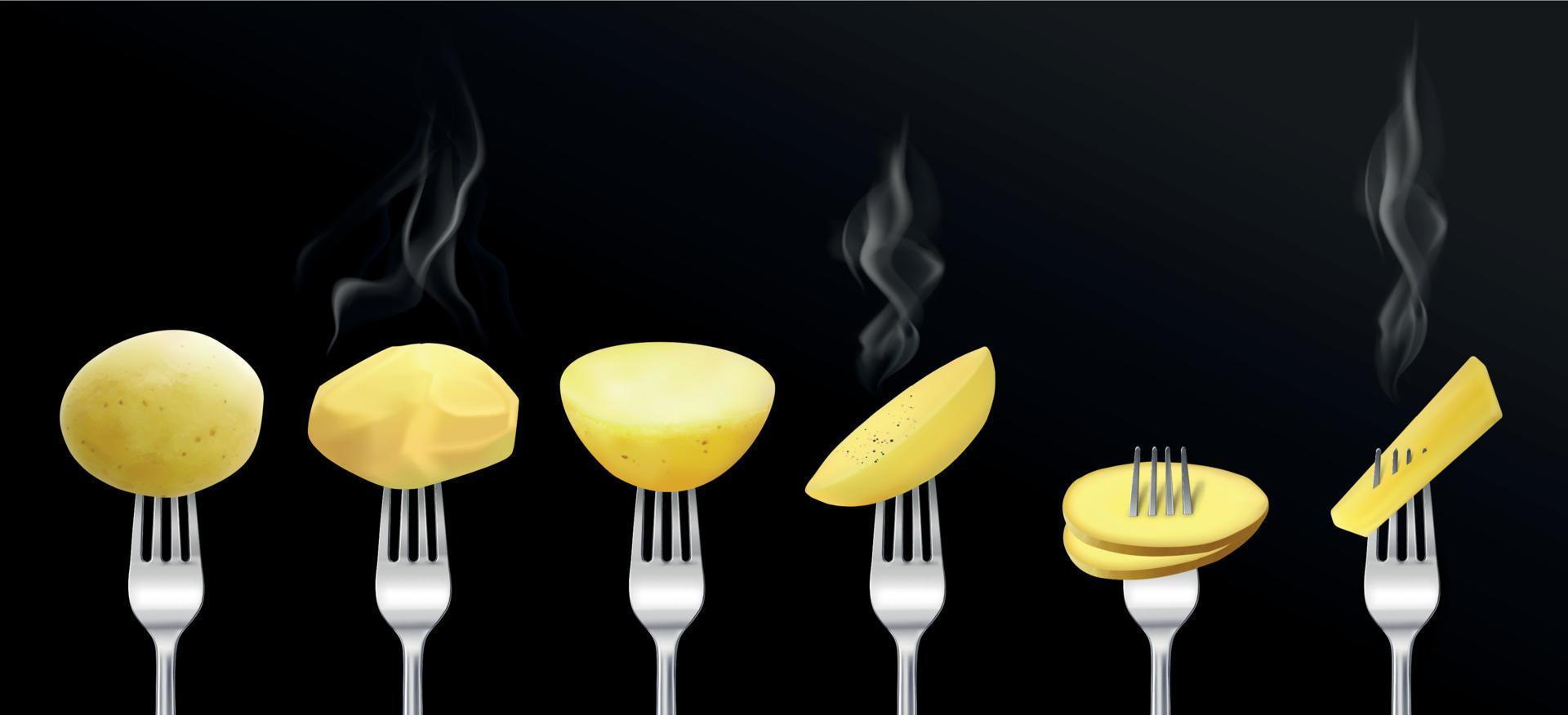 Potatoes On Forks Composition vector