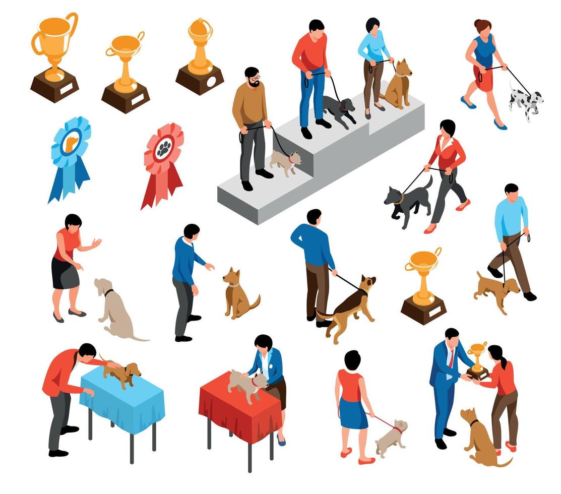 Isometric Dog Show Set vector