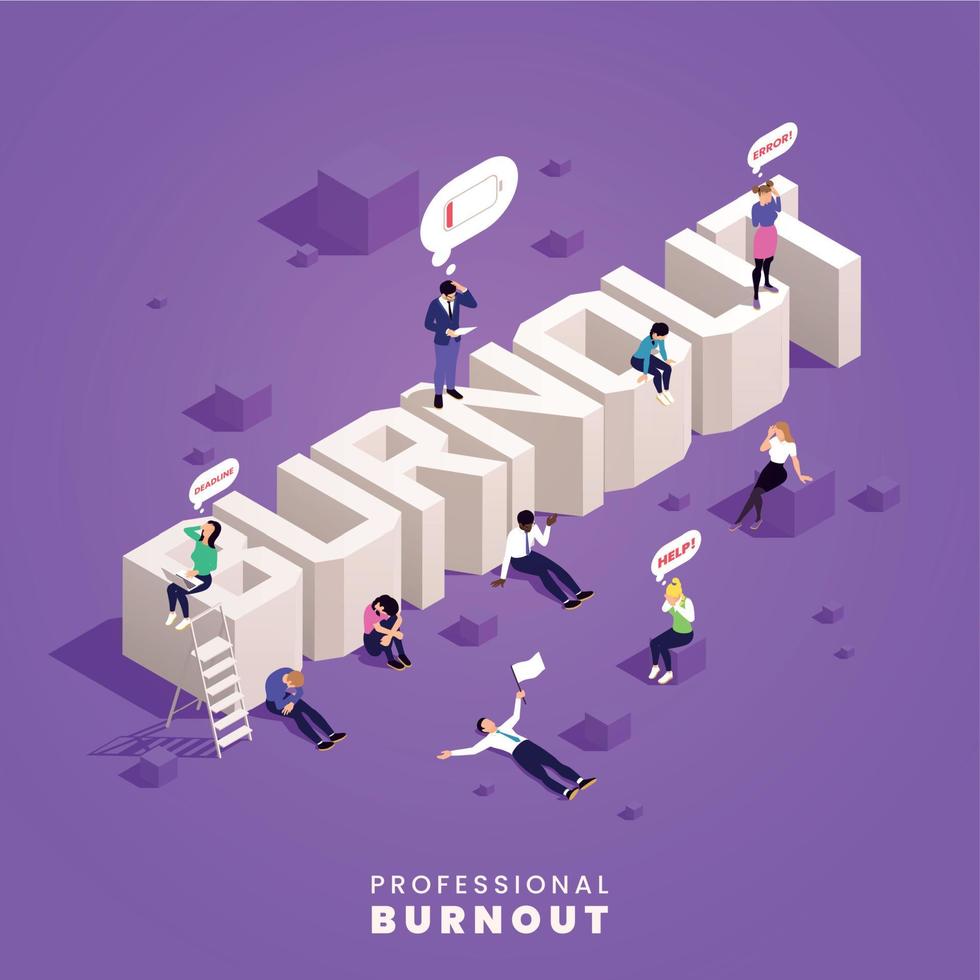 Burnout Isometric Concept vector