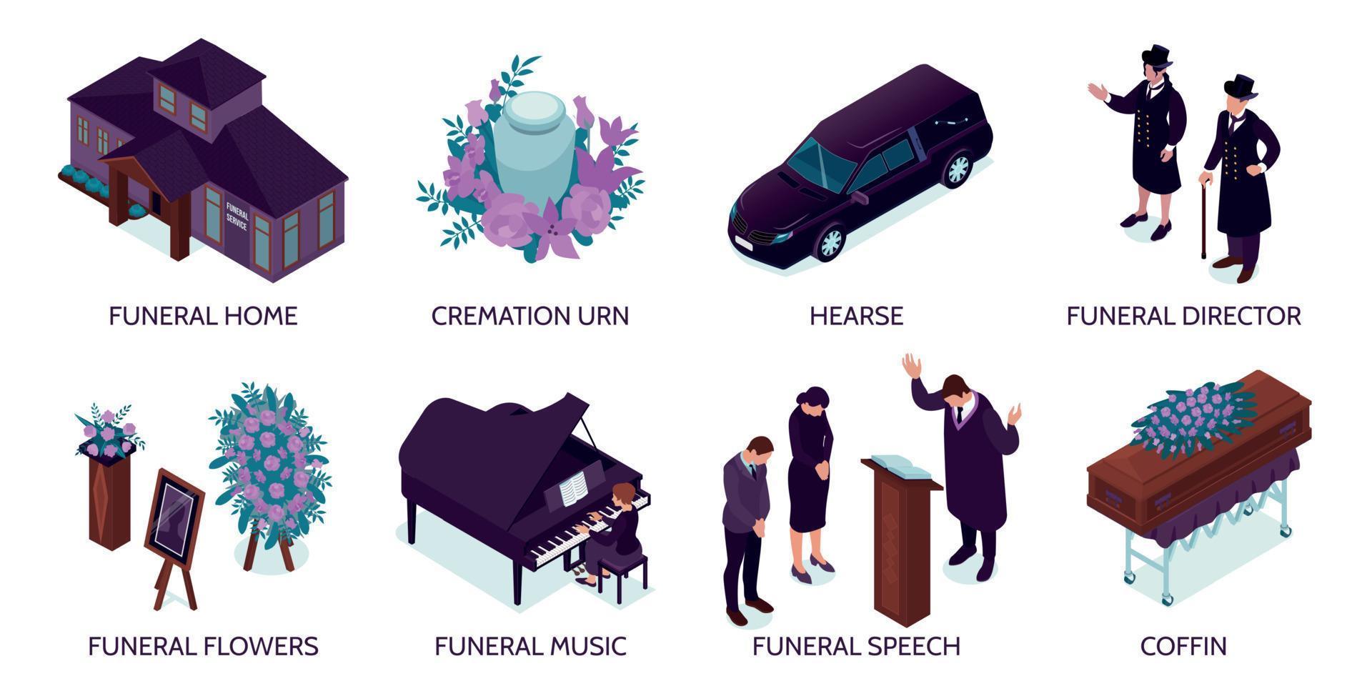 Funeral Service Compositions Set vector