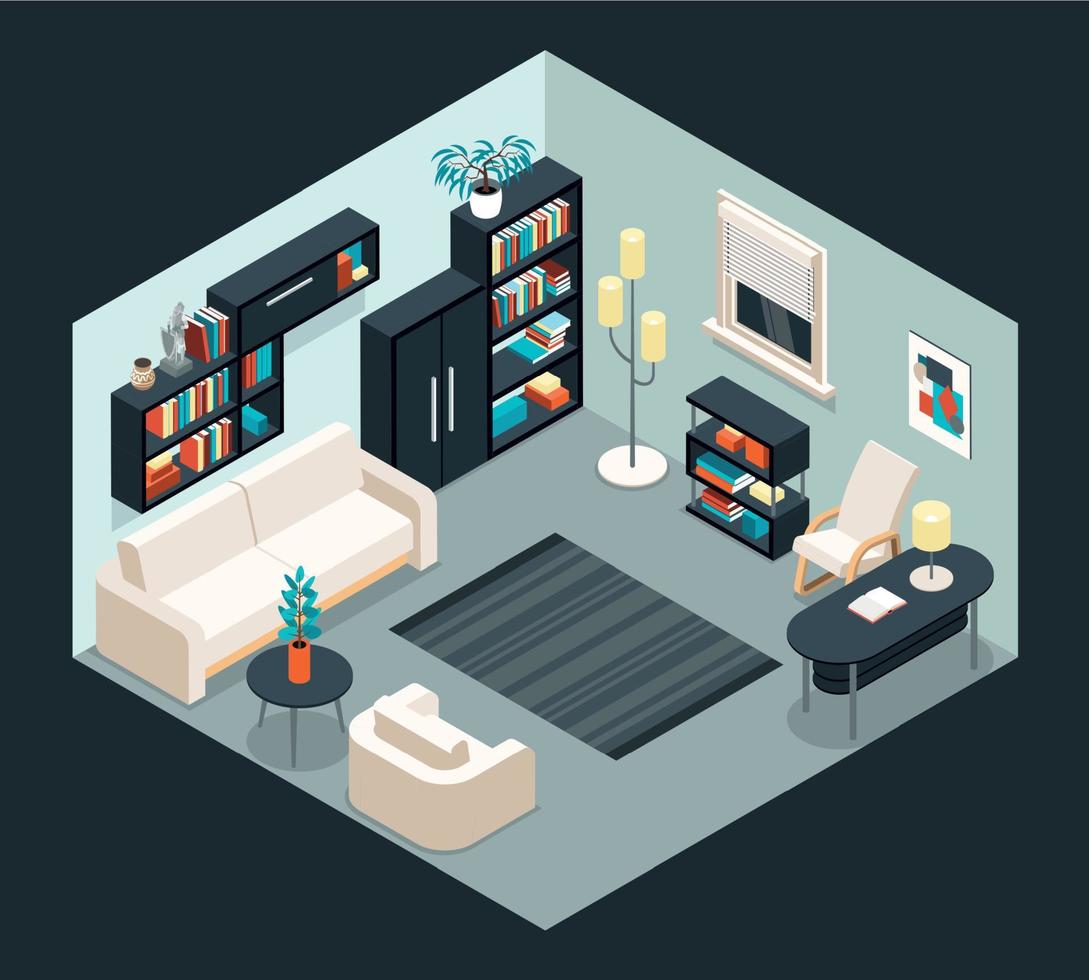 Home Isometric Interior Composition vector