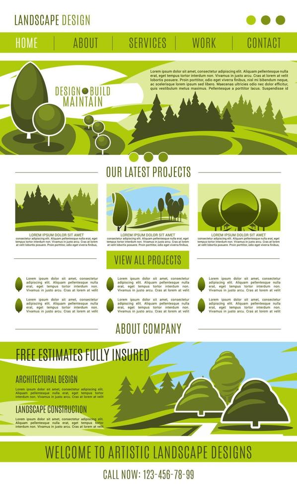 Vector landing page landscape design company