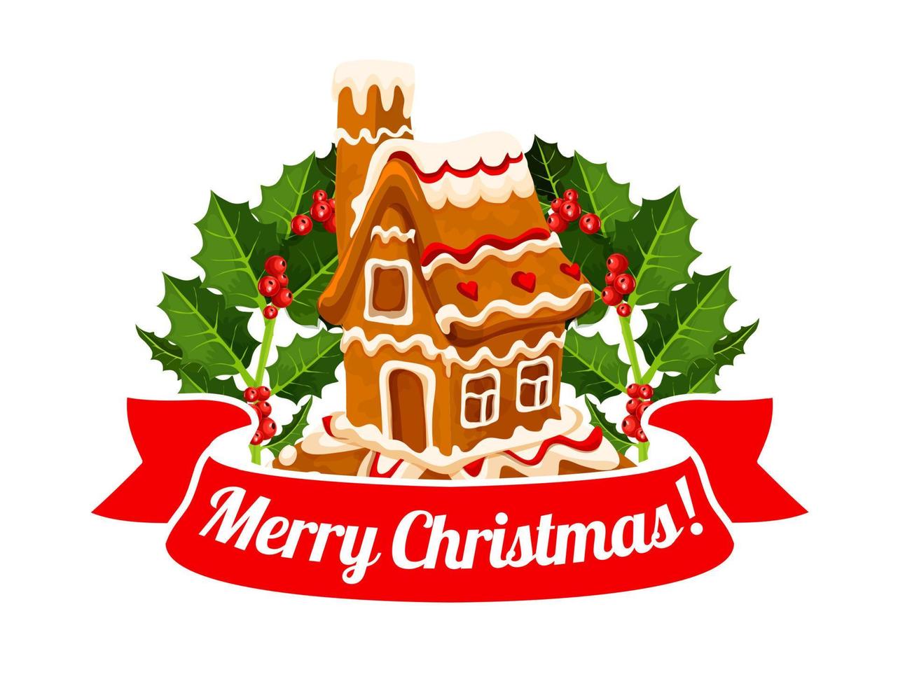 Gingerbread cookie house badge of Christmas design vector