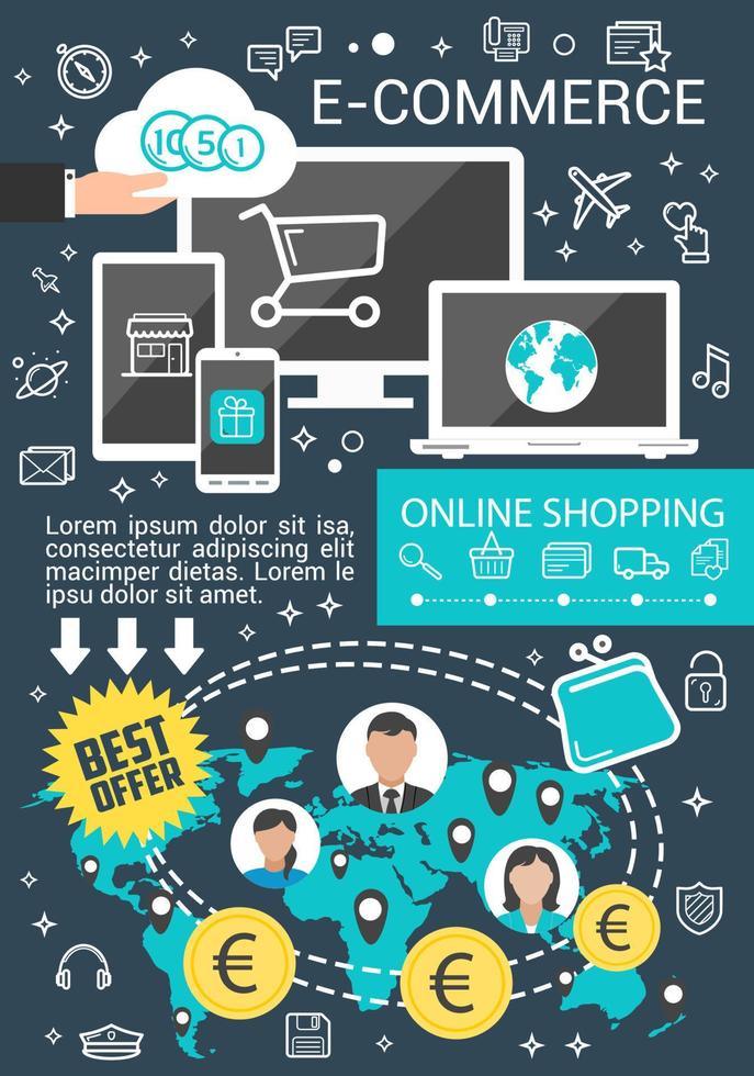 E-commerce business banner for online shopping vector