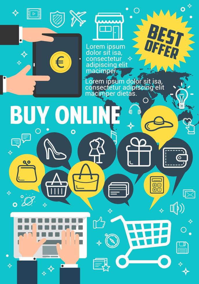 Buy online poster for internet shopping concept vector