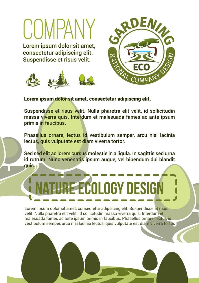 cartel de vector para empresa de paisajismo natural