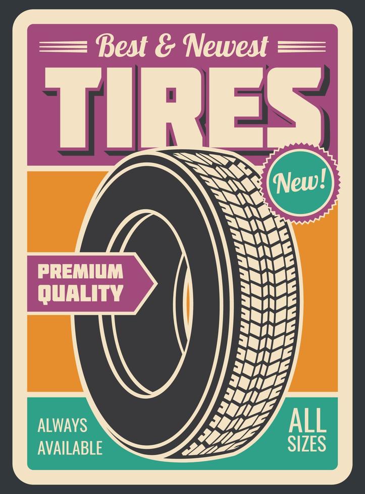 Tires car service retro style vector